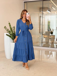 536 - Vestido viscolinho | detalhe botões - loja online