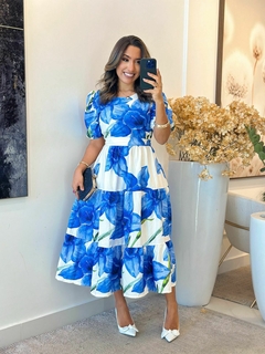 1147 - Vestido Crepe de linho | gola redonda - comprar online