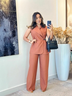 1092 - Conjunto Linho | Detalhe na blusa - comprar online