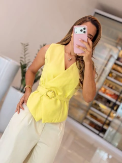 633 - Blusa Linho Marrant | Acompanha a faixa - comprar online