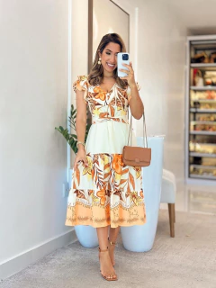 983 - Vestido Crepe | Manga dois babados - comprar online