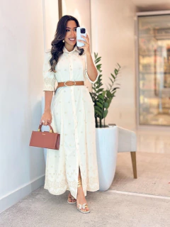 1004 - Vestido Crepe Bordado | Chamise na internet