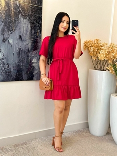1021 - Vestido algodão | Babado na barra - Loja Boa Forma