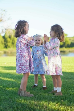 Vestido manga larga de viyela con botones nacarados - Maria Correas Clásicos de Bebés y Niños