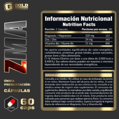 ZMA 60caps.- Gold Nutrition - comprar online