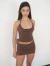 MICRO POLLERA CON CALZA - MARRON on internet