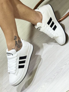 Tênis Casual Estilo Campus Branco/Preto na internet