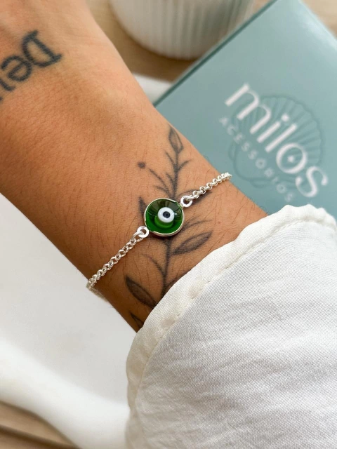 Pulseira Olho Grego Resinado Verde - comprar online
