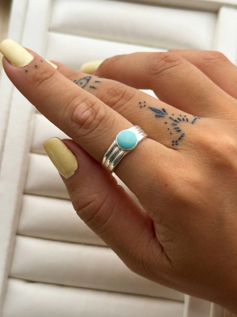 Anel Regulável Resinado Pedra Turquesa - comprar online