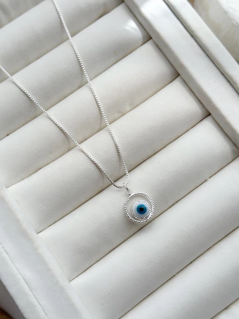 Colar Olho Grego com Borda Diamantada - comprar online