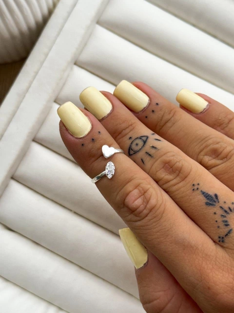 Anel Falange Regulável Coração e Pontinho de Luz - comprar online