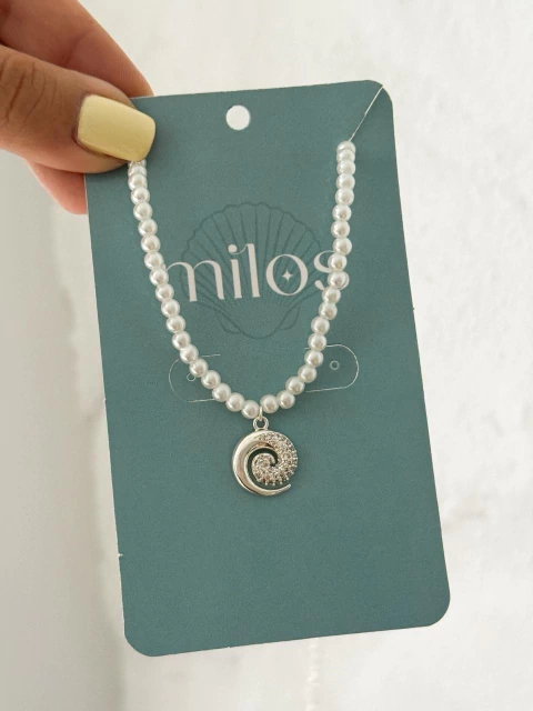 Choker Pérolas Pingente Caracol Cravejado - comprar online