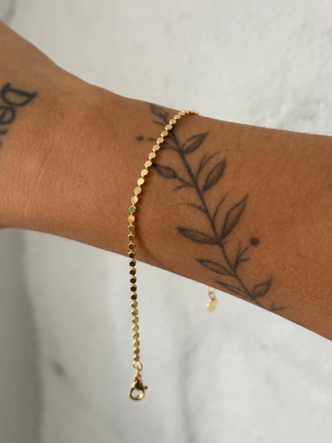Pulseira Corrente Pontilhada no Banho de Ouro - comprar online