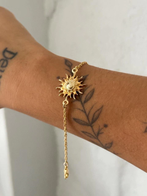 Pulseira Sol no Banho de Ouro - comprar online