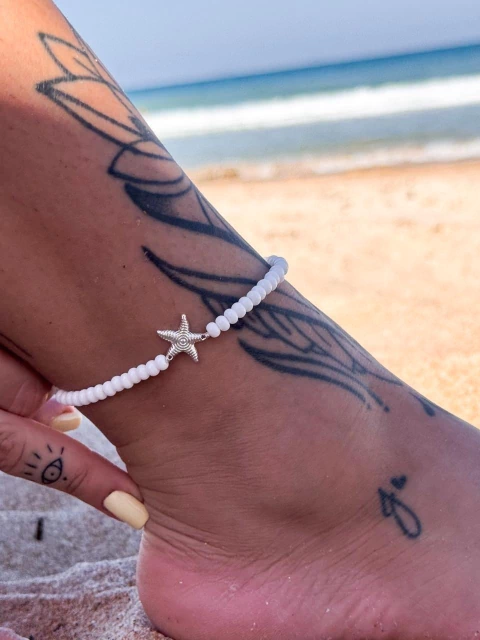 Tornozeleira Estrela do Mar Pedras Naturais - comprar online