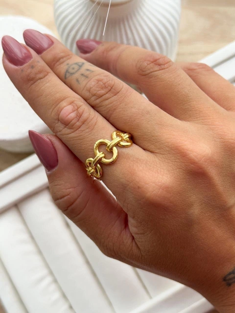 Anel Regulável Corrente G no Banho de Ouro - comprar online