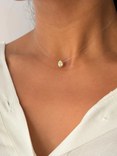Choker nylon ponto de luz gota no banho de ouro