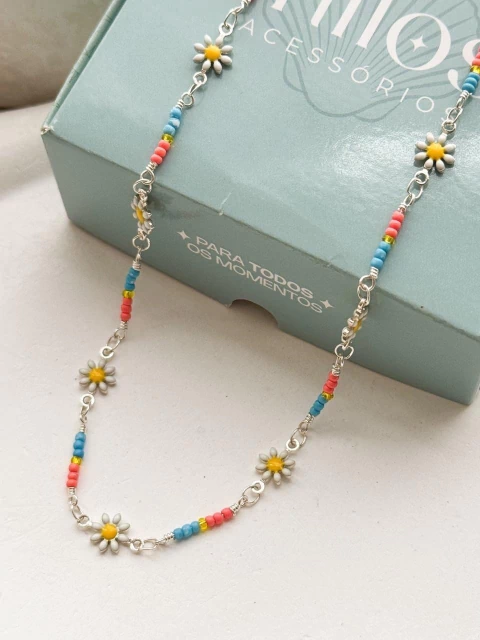 Choker Margaridas Miçangas Coloridas - comprar online