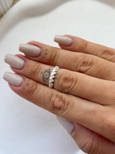 Anel falange corações e pontinhos cravejados - comprar online