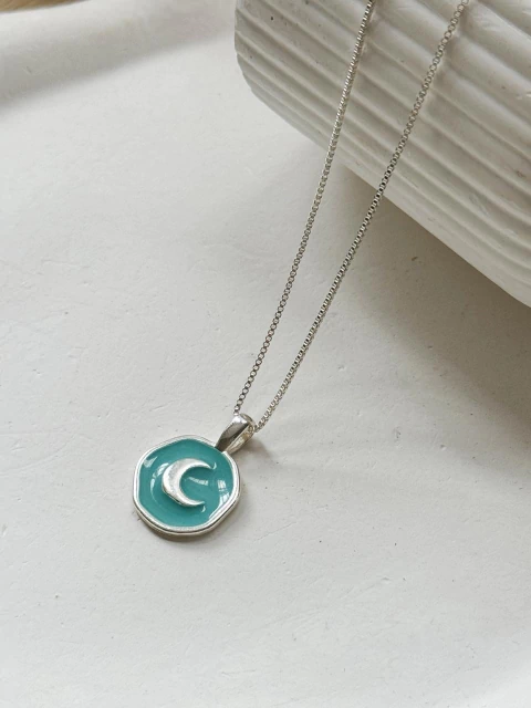 Colar Medalha Orgânica Resinada Lua - comprar online