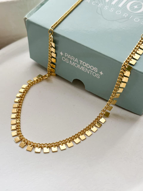 Choker Quadradinhos Espelhados no Banho de Ouro - comprar online
