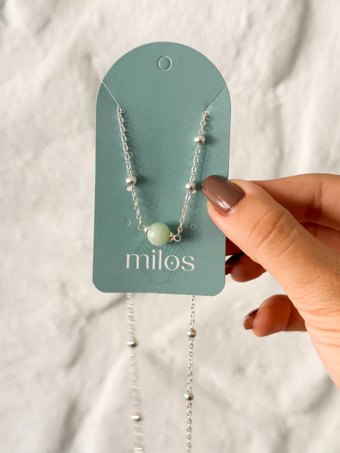 Choker Pedra Jade na Corrente Bolinhas - comprar online