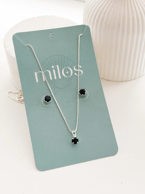 Conjunto Pedra de Zircônia Preta - comprar online