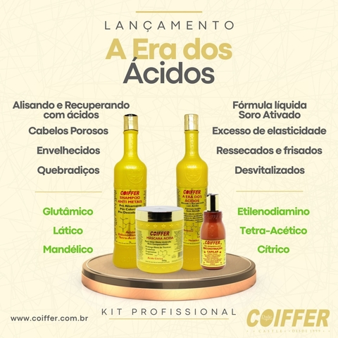 kit profissional a era dos acidos coiffer 4 itens