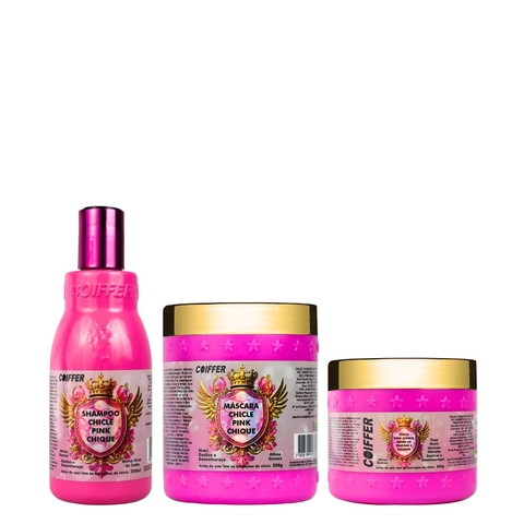 kit capilar chicle pink chique coiffer 3 itens