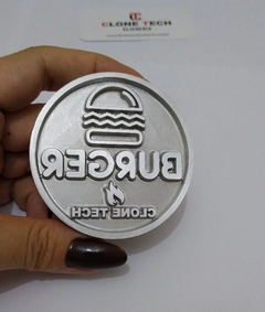Carimbo Personalizado Clichê Alumínio (pão de hambúrguer, couro, madeira...) + Cabo