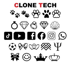 Clichê Simbolos 2,5x2,5cm e até 3x3cm - Clicheria Clone Tech