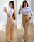 Calça Pantalona Linho Anny Bege - comprar online