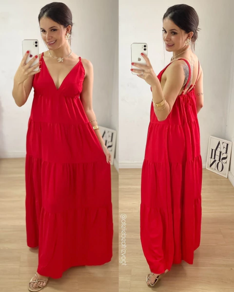 Vestido Longo Grécia - Vermelho