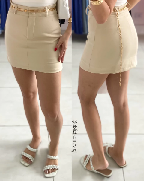 Short Saia Alfaiataria Liliane Bege - comprar online