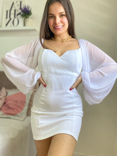 Vestido Branco Tule Palloma - comprar online