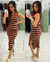 Vestido Canelado Renata - Marrom Listrado - comprar online