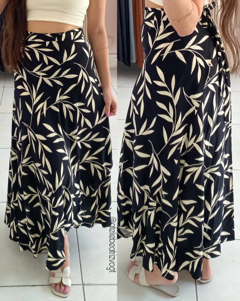 Saia Envelope Carmen Folhas Preto/Off