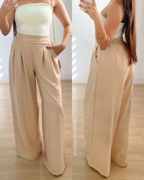 Calça Pantalona Verônica Bege - comprar online