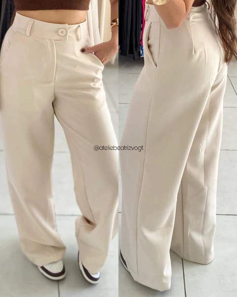 Calça Pantalona Nádia - Creme - comprar online