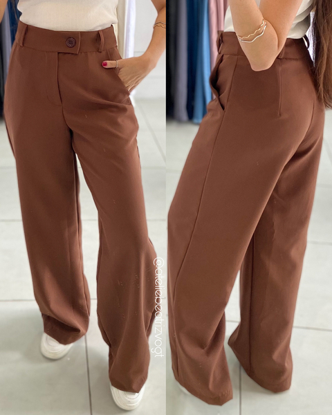 Calça Pantalona Nádia - marrom - comprar online