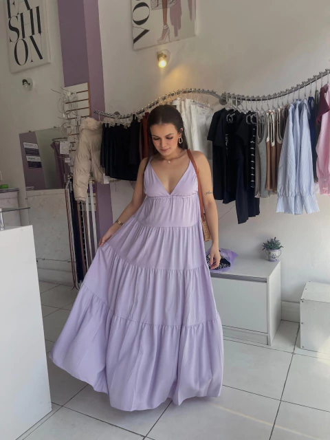 Vestido Longo Grécia - Lavanda - comprar online