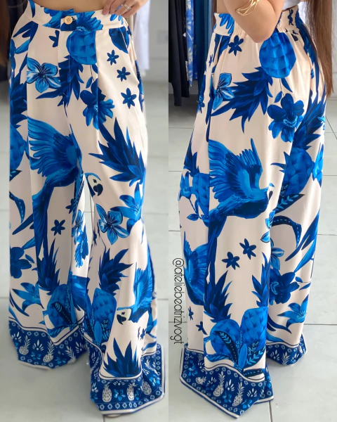 Calça Pantalona Monnique Azul - comprar online