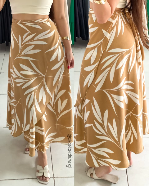 Saia Envelope Carmen - Areia e Folhas