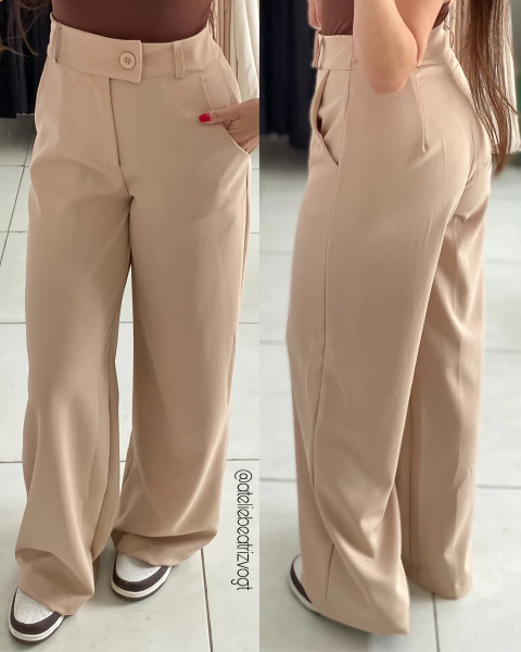 Calça Pantalona Nádia - Bege
