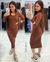 Vestido midi Canelado Karina - Marrom - comprar online