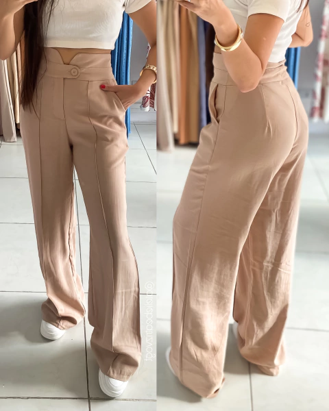 Calça Pantalona Mayara Bege