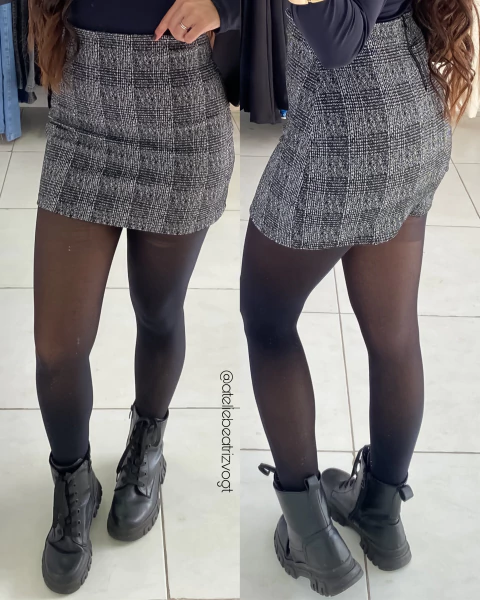 Saia Xadrez Raquel - Preto /Off - comprar online