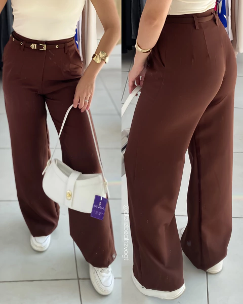 Calça Pantalona Karine - Marrom - comprar online