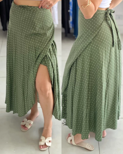 Saia Envelope Carmen Poá Verde - comprar online