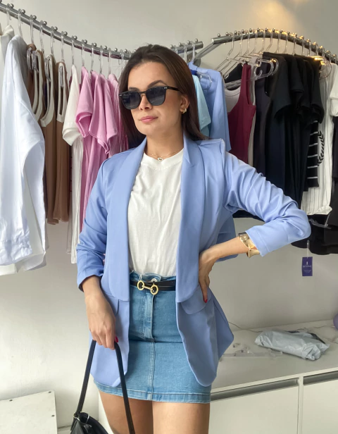 Blazer Alfaiataria Luana Azul Bebê - comprar online